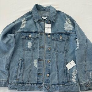 Forever 21 Light Blue Distressed Denim Jacket